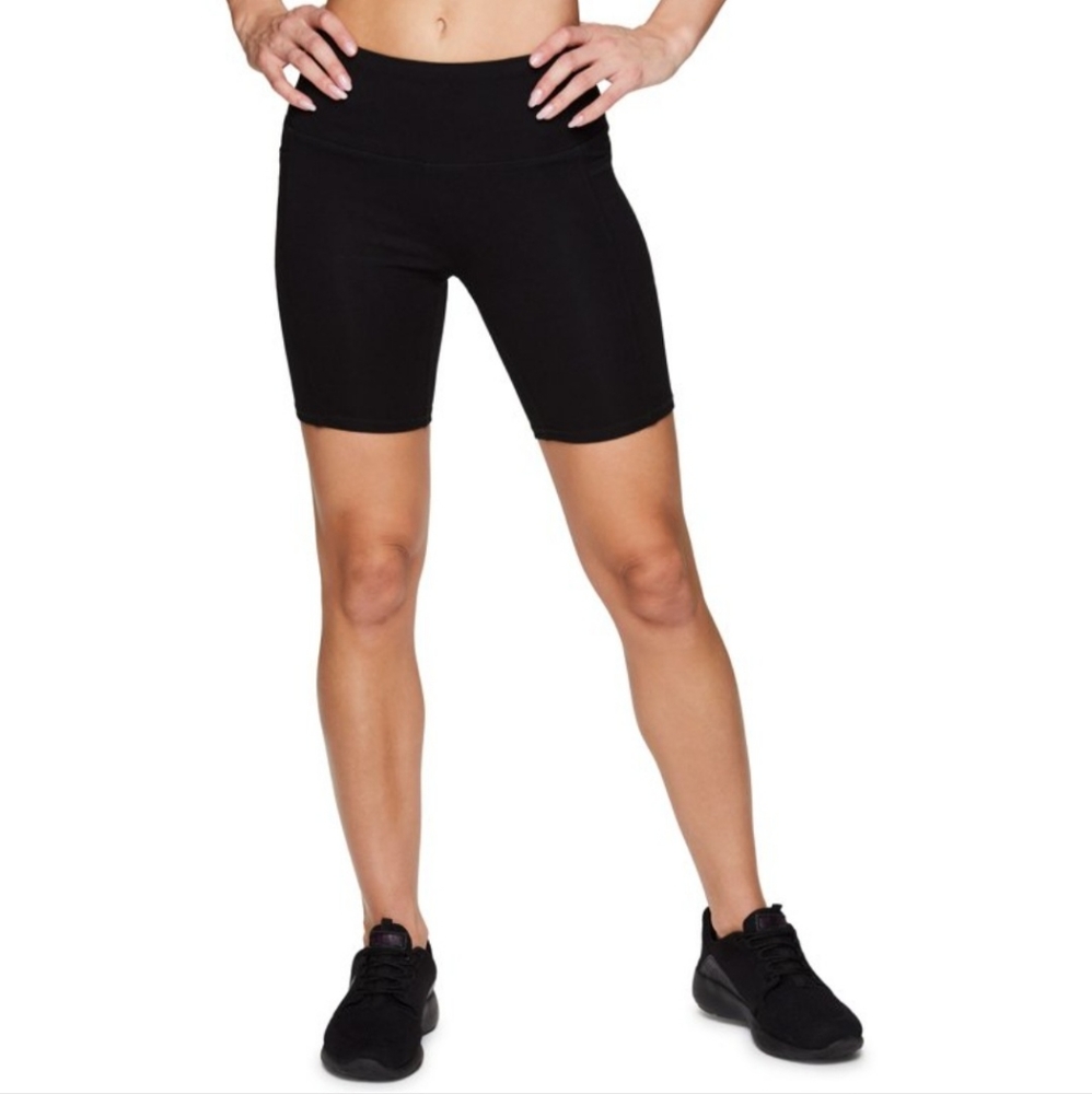 RBX Athletic 9in Inseam Solid Black Spandex Yoga Bike Shorts Women's Size Small